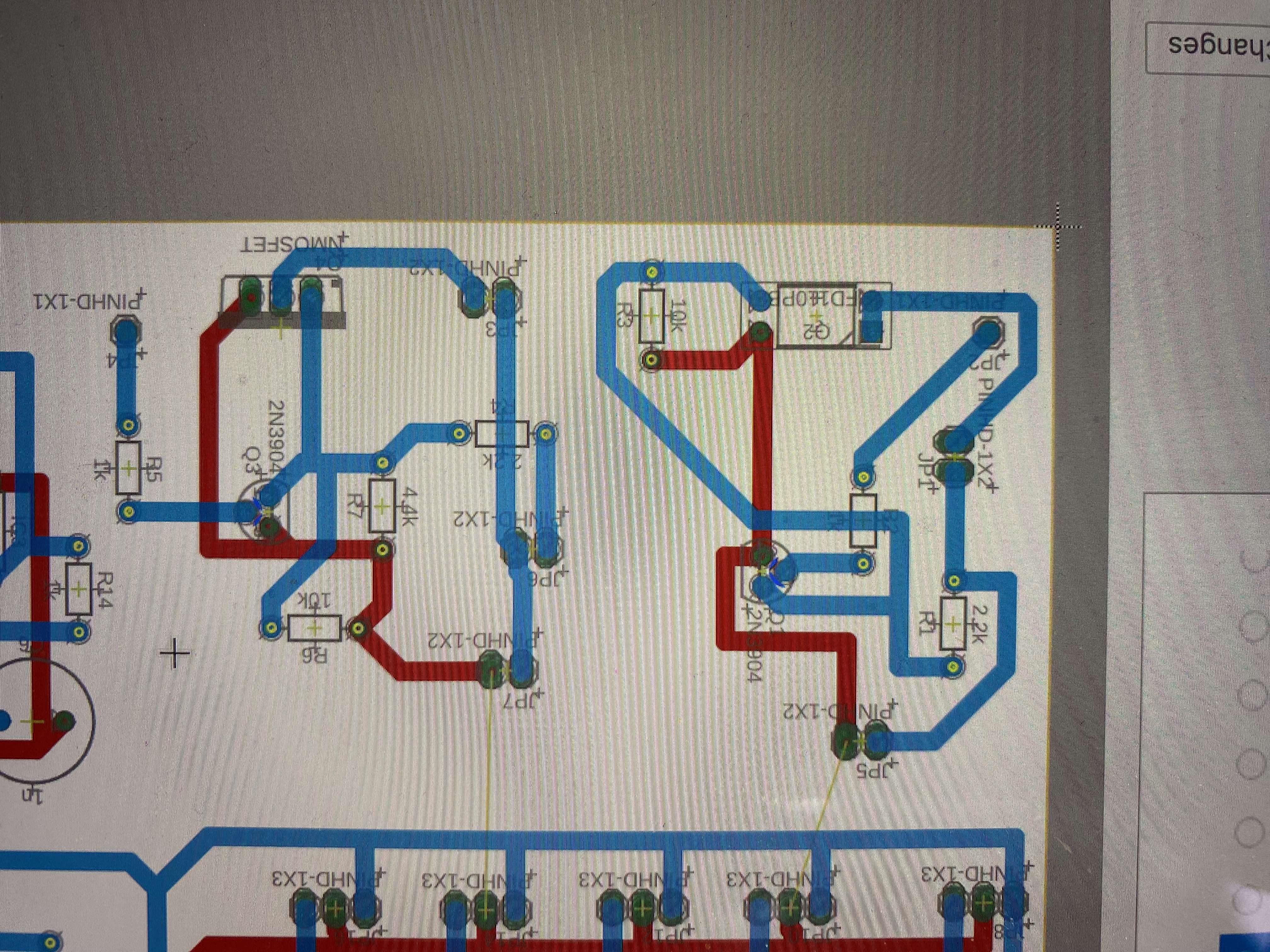 PCB Layout — Two-Layer Design Showing Gate Driver and MOSFET Sections